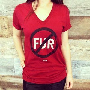 American Apparel PETA Anti-Fur V-Neck Shirt